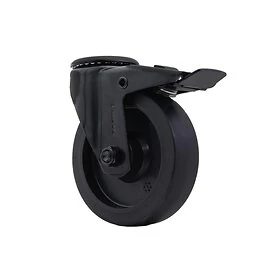Zwenkwiel Ø125 mm met boutgat + rem TPR zwart - TARSUS