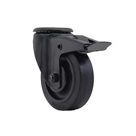 Zwenkwiel Ø100 mm met boutgat + rem TPR zwart - TARSUS