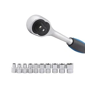 Ratelsleutelset met doppen 1/2" 11-delig - TOPGEAR