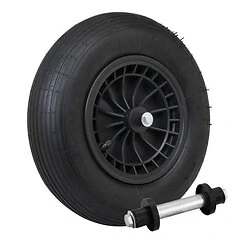 Kruiwagenwiel 4.80/4.00-8 luchtband kunststof velg incl. as zwart