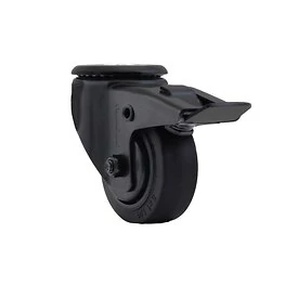 Zwenkwiel Ø75 mm met boutgat + rem TPR zwart - TARSUS